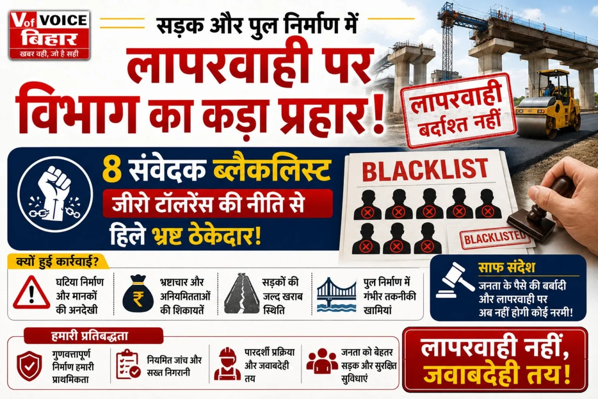 सड़क और पुल निर्माण में लापरवाही पर विभाग का कड़ा प्रहार: 8 संवेदक ब्लैकलिस्ट, जीरो टॉलरेंस की नीति से हिले भ्रष्ट ठेकेदार 1 सड़क और पुल निर्माण में लापरवाही पर विभाग का कड़ा प्रहार: 8 संवेदक ब्लैकलिस्ट, जीरो टॉलरेंस की नीति से हिले भ्रष्ट ठेकेदार