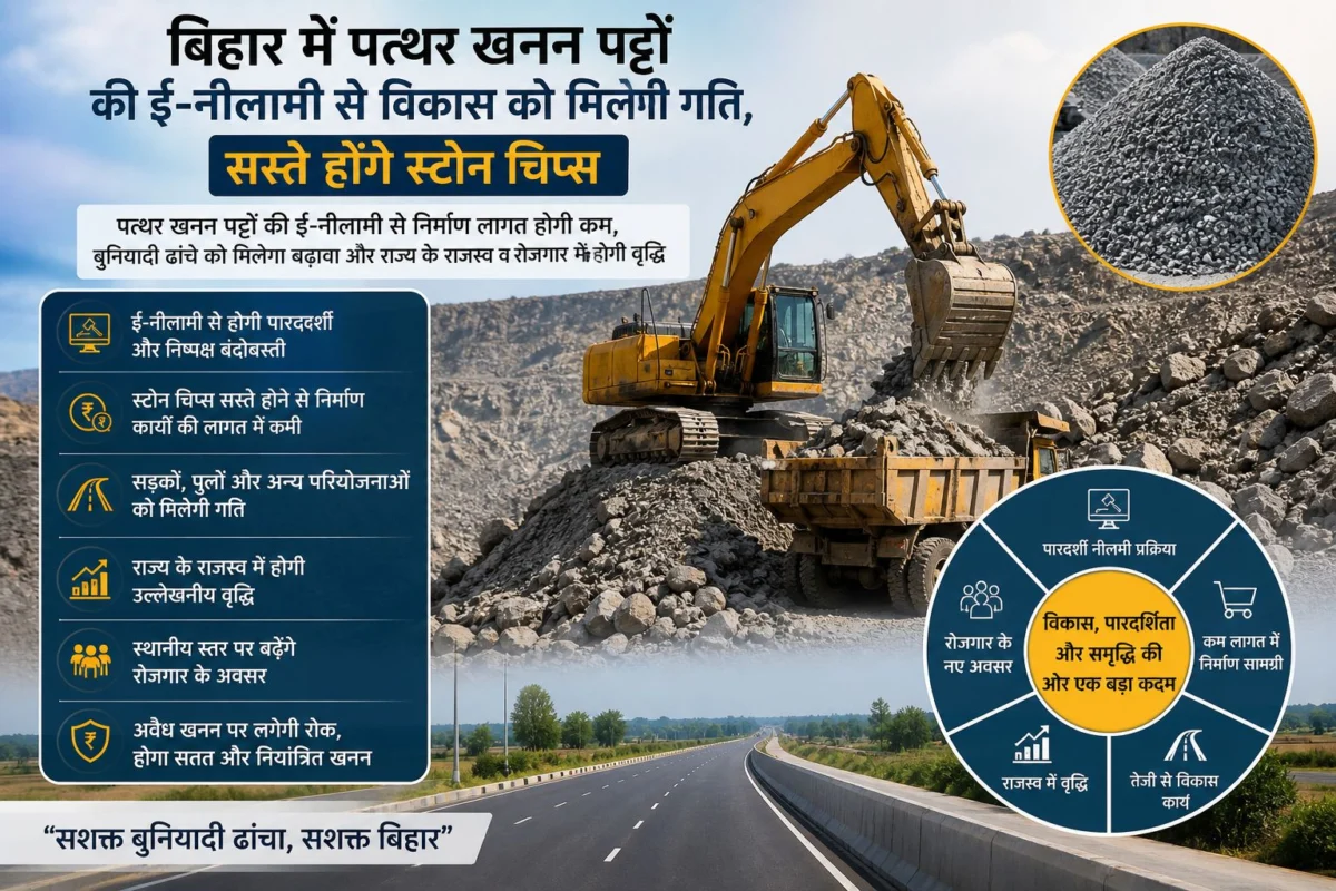 बिहार में पत्थर खनन पट्टों की ई-नीलामी से विकास को मिलेगा रफ्तार, सस्ते होंगे स्टोन चिप्स 1 बिहार में पत्थर खनन पट्टों की ई-नीलामी से विकास को मिलेगा रफ्तार, सस्ते होंगे स्टोन चिप्स