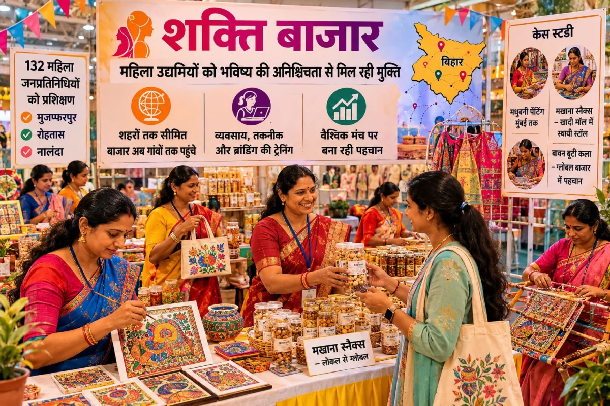 शक्ति बाजार से बदली बिहार की महिलाओं की तकदीर, गांव की कला को मिला वैश्विक बाजार 1 शक्ति बाजार से बदली बिहार की महिलाओं की तकदीर, गांव की कला को मिला वैश्विक बाजार