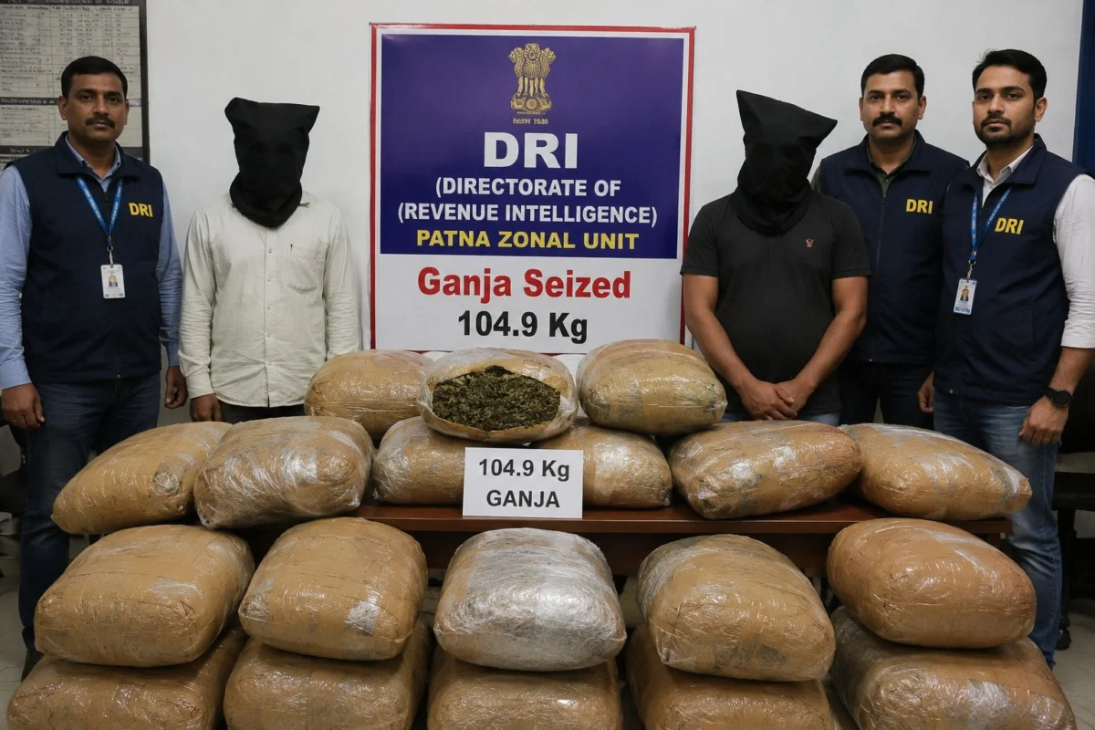 बिहार में नशे के कारोबार पर डीआरआई का बड़ा प्रहार: 104.9 किलो गांजा जब्त, दो तस्कर गिरफ्तार; एक साल में 46.5 करोड़ के मादक पदार्थ पकड़े गए
