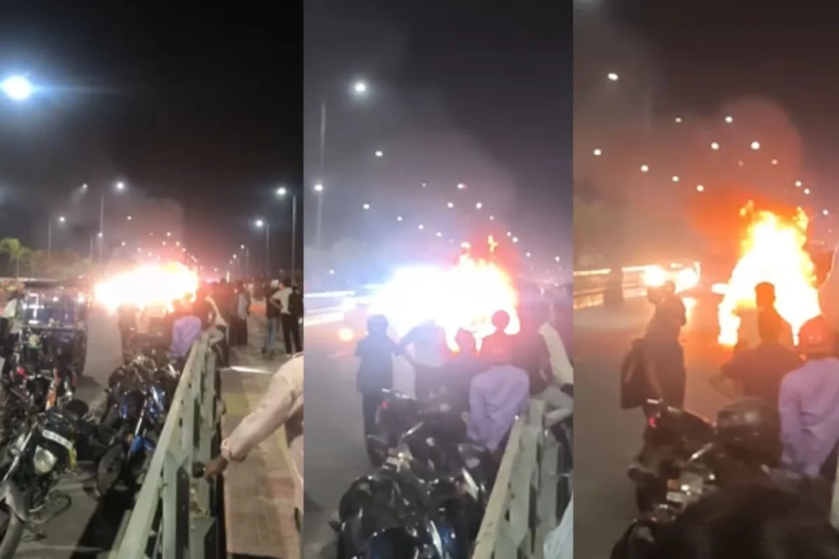 पटना मरीन ड्राइव पर धू-धू कर जली लग्जरी BMW कार, आग की लपटें देख दहशत में आए लोग, बड़ा हादसा टला