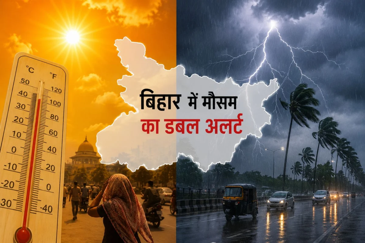 बिहार में मौसम का डबल अटैक: 7 जिलों में हीट वेव का अलर्ट, 14 जिलों में आंधी-बारिश और ठनका गिरने की चेतावनी