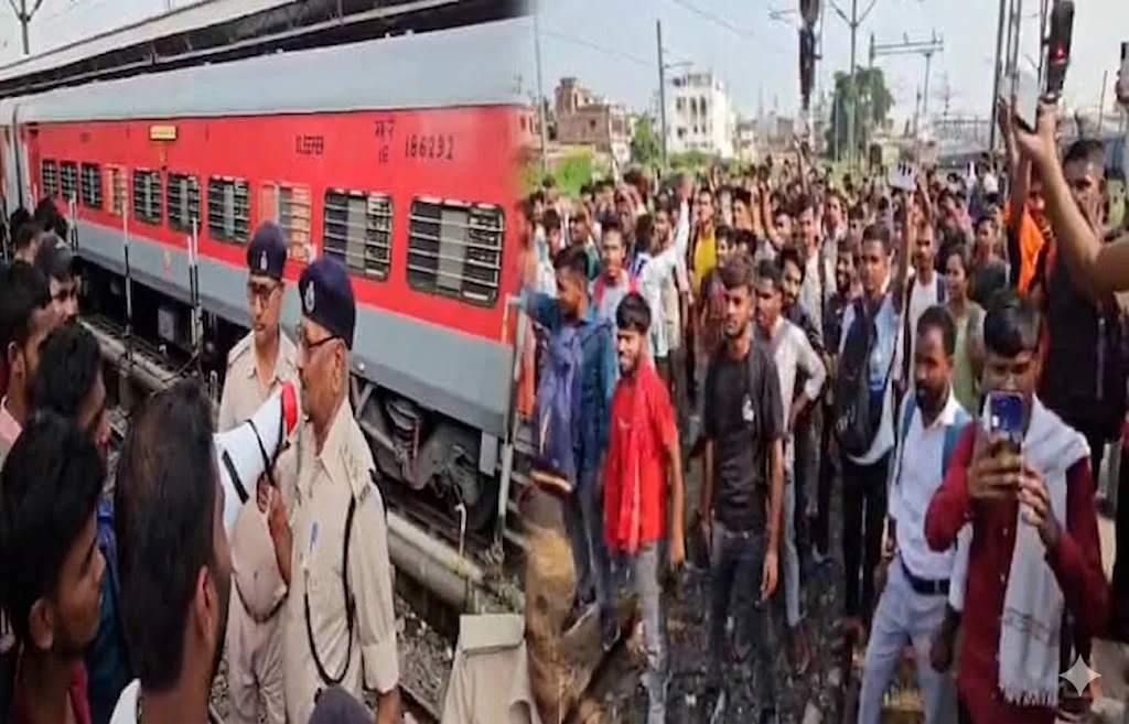 कटिहार रेलवे स्टेशन पर बवाल: राजधानी एक्सप्रेस के आगे ट्रैक पर उतरे परीक्षार्थी, सरकार और रेलवे के खिलाफ नारेबाजी