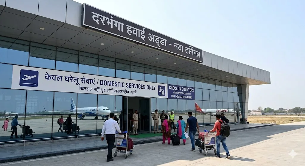 दरभंगा एयरपोर्ट से फिलहाल नहीं शुरू होंगी अंतरराष्ट्रीय उड़ानें, नया टर्मिनल केवल घरेलू सेवाओं के लिए तैयार 1 दरभंगा एयरपोर्ट से फिलहाल नहीं शुरू होंगी अंतरराष्ट्रीय उड़ानें, नया टर्मिनल केवल घरेलू सेवाओं के लिए तैयार