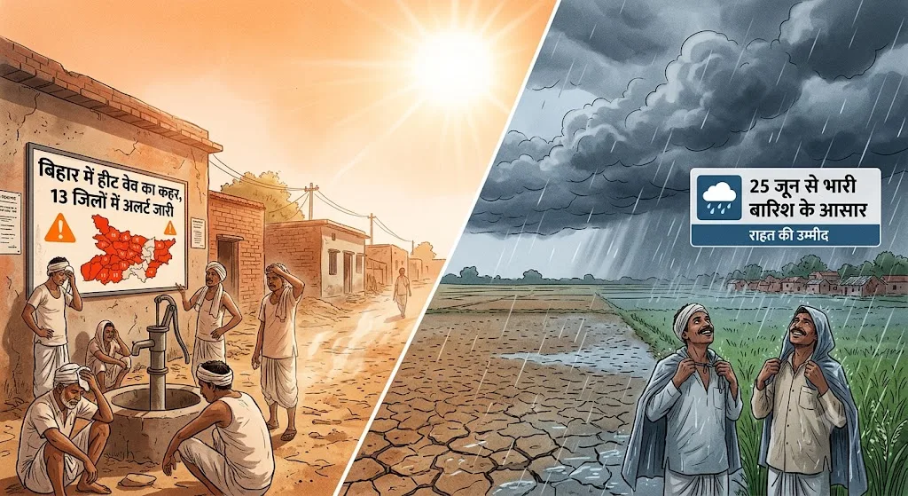 बिहार में हीट वेव का कहर, 13 जिलों में अलर्ट जारी; 25 जून से भारी बारिश के आसार