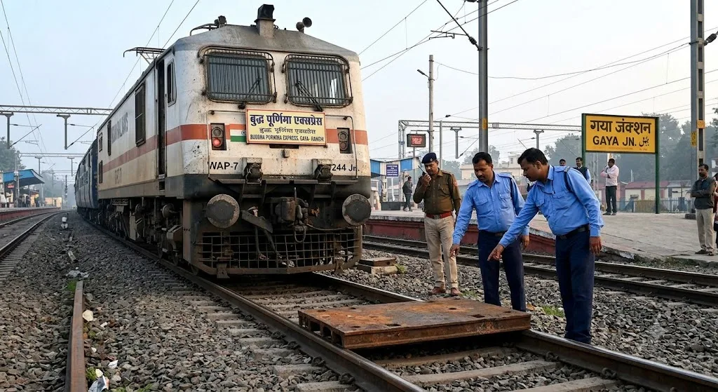 गयाजी में टला बड़ा रेल हादसा: ट्रैक पर रखी लोहे की प्लेट, चालक की सतर्कता से बची बुद्ध पूर्णिमा एक्सप्रेस