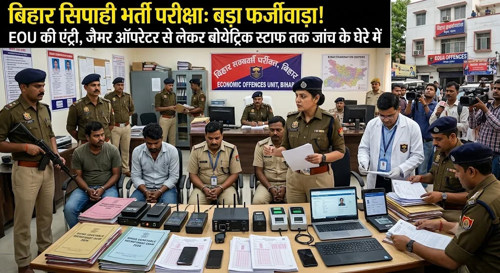 बिहार सिपाही भर्ती परीक्षा में बड़ा फर्जीवाड़ा! EOU की एंट्री, जैमर ऑपरेटर से लेकर बायोमेट्रिक स्टाफ तक जांच के घेरे में