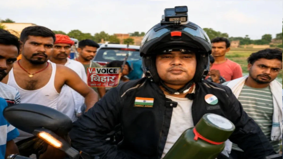 दिल्ली से ₹20 लाख की हार्ले-डेविडसन बाइक पर भोजपुर पहुंचे राइडर, बोले- भरत भूषण तिवारी को इंसाफ मिलना चाहिए