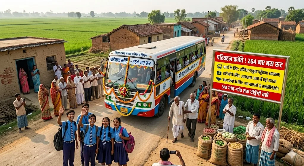 बिहार में परिवहन क्रांति! 264 नए बस रूटों को मंजूरी, अब गांव-गांव तक दौड़ेंगी बसें; छात्रों, मरीजों और व्यापारियों को बड़ी राहत 1 बिहार में परिवहन क्रांति! 264 नए बस रूटों को मंजूरी, अब गांव-गांव तक दौड़ेंगी बसें; छात्रों, मरीजों और व्यापारियों को बड़ी राहत