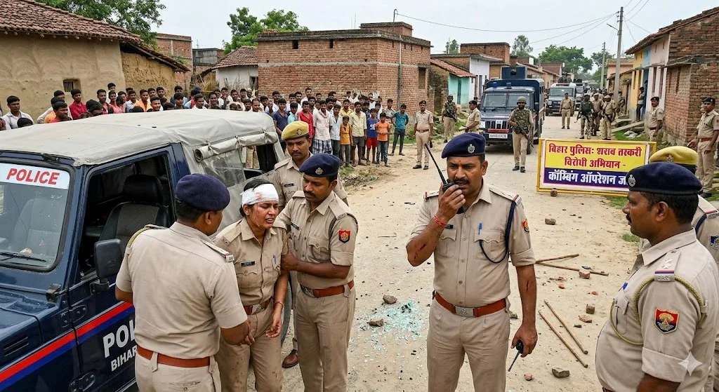 मुजफ्फरपुर में शराब तस्कर को पकड़ने गई पुलिस टीम पर हमला, महिला सिपाही समेत 8 जवान घायल