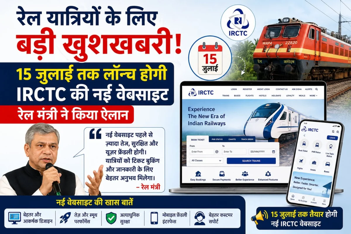रेल यात्रियों के लिए बड़ी खुशखबरी! 15 जुलाई तक लॉन्च होगी IRCTC की नई वेबसाइट, रेल मंत्री ने किया ऐलान
