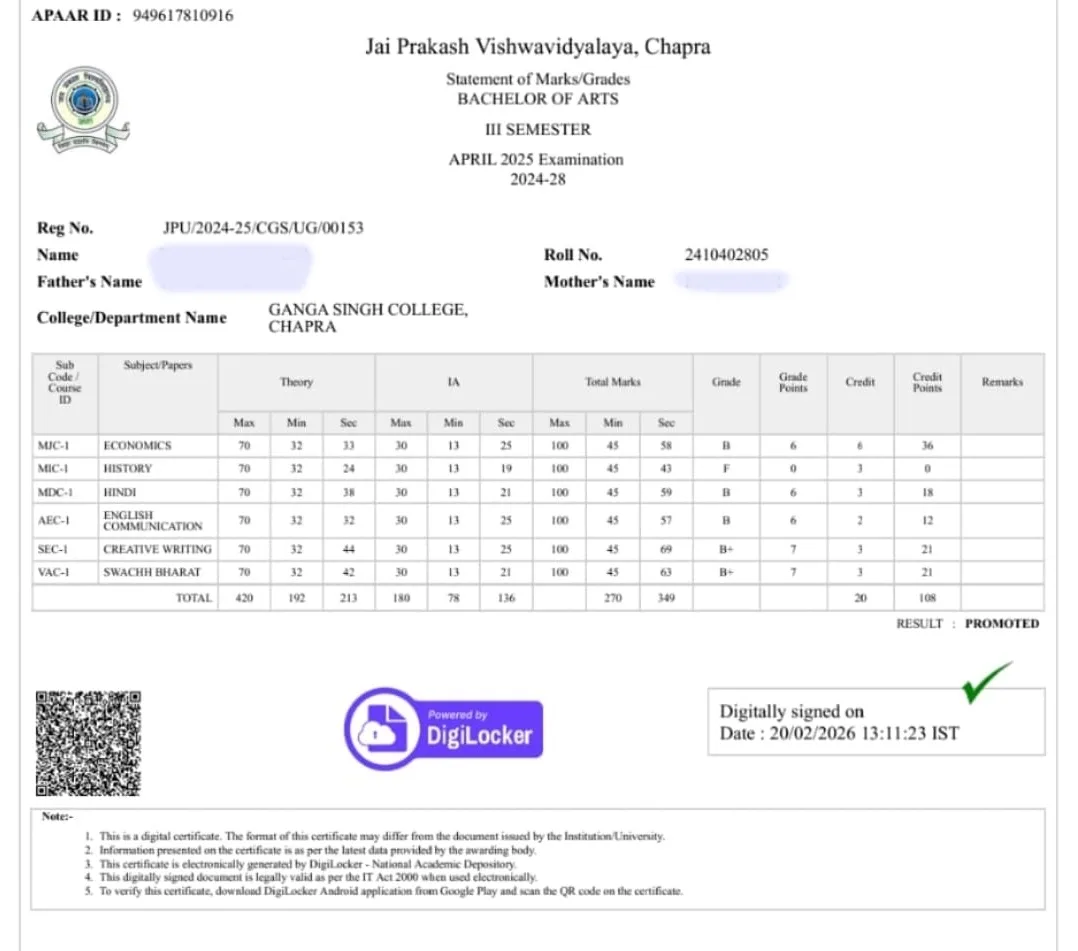 परीक्षा से पहले ही जारी हो गया थर्ड सेमेस्टर का रिजल्ट, डिजिलॉकर पर अंकपत्र देखकर छात्र हैरान 2 परीक्षा से पहले ही जारी हो गया थर्ड सेमेस्टर का रिजल्ट, डिजिलॉकर पर अंकपत्र देखकर छात्र हैरान