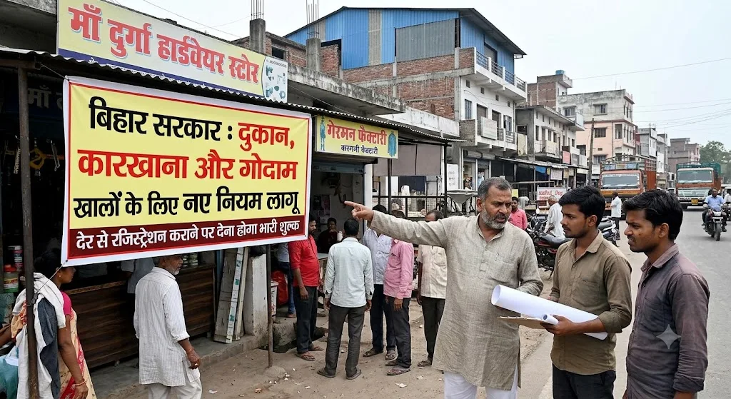 बिहार में दुकान, कारखाना और गोदाम खोलने वालों के लिए नए नियम लागू, देर से रजिस्ट्रेशन कराने पर देना होगा भारी शुल्क 1 बिहार में दुकान, कारखाना और गोदाम खोलने वालों के लिए नए नियम लागू, देर से रजिस्ट्रेशन कराने पर देना होगा भारी शुल्क