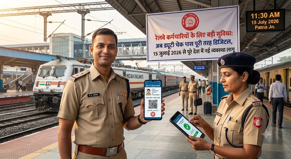 रेलवे कर्मचारियों के लिए बड़ी सुविधा: अब ड्यूटी चेक पास पूरी तरह डिजिटल, 15 जुलाई से पूरे देश में नई व्यवस्था लागू