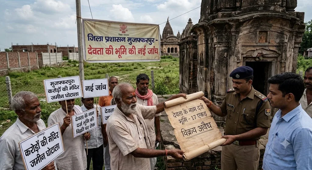 मुजफ्फरपुर में करोड़ों की मंदिर जमीन घोटाले का आरोप, 17 एकड़ देवता के नाम दर्ज भूमि की बिक्री की होगी नई जांच