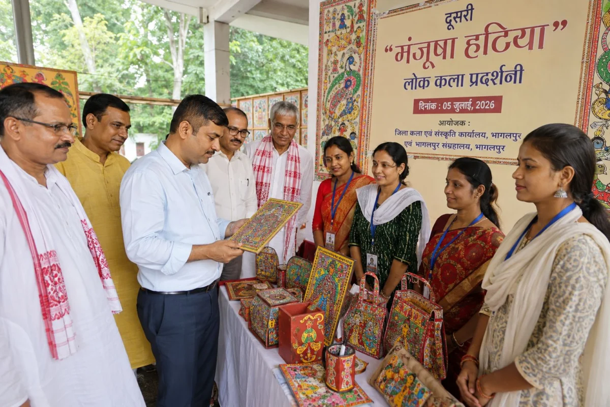 भागलपुर में दूसरी ‘मंजूषा हटिया’ प्रदर्शनी बनी आकर्षण का केंद्र, 50 से अधिक कलाकारों ने परंपरा और नवाचार का किया अनूठा प्रदर्शन