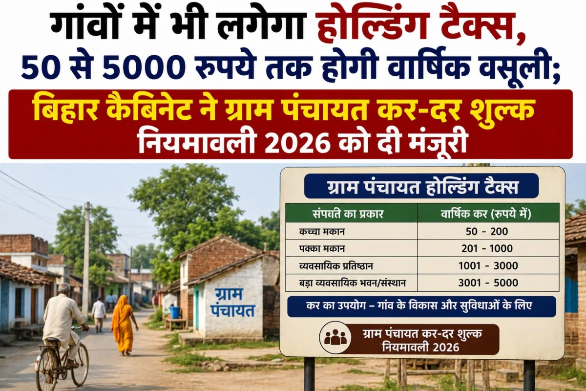 गांवों में भी लगेगा होल्डिंग टैक्स, 50 से 5000 रुपये तक होगी वार्षिक वसूली; बिहार कैबिनेट ने ग्राम पंचायत कर-दर शुल्क नियमावली 2026 को दी मंजूरी