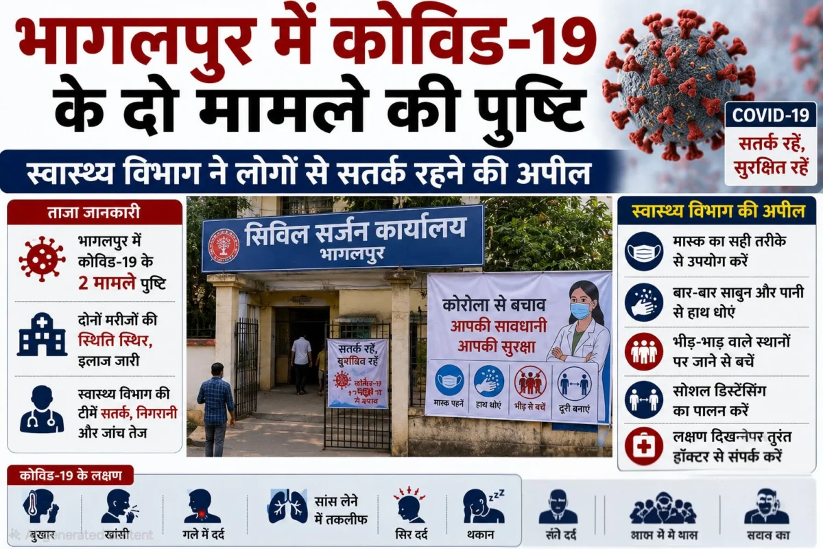 भागलपुर में कोविड-19 के दो मामले की पुष्टि, स्वास्थ्य विभाग ने लोगों से सतर्क रहने की अपील