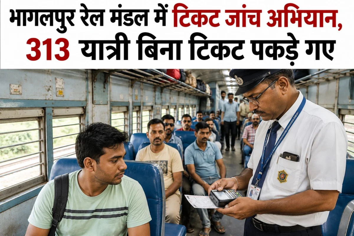 भागलपुर रेल मंडल में टिकट जांच अभियान, 313 यात्री बिना टिकट पकड़े गए