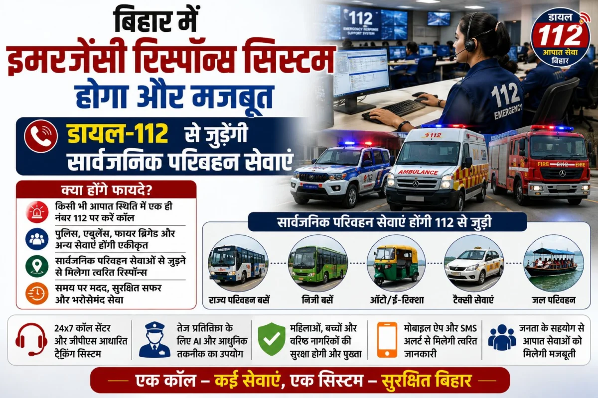 बिहार में इमरजेंसी रिस्पॉन्स सिस्टम होगा और मजबूत, डायल-112 से जुड़ेंगी सार्वजनिक परिवहन सेवाएं