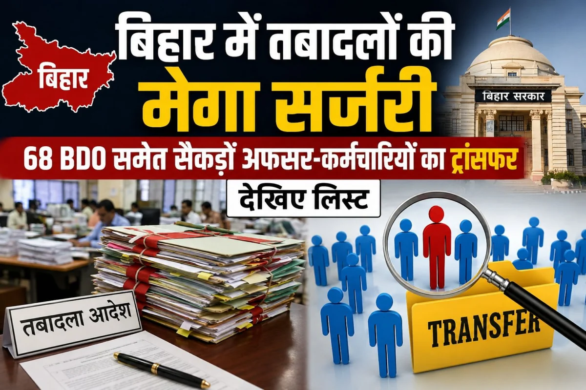 बिहार में तबादलों की मेगा सर्जरी: 68 बीडीओ समेत सैकड़ों अफसर-कर्मचारियों का ट्रांसफर, प्रशासनिक महकमे में हलचल