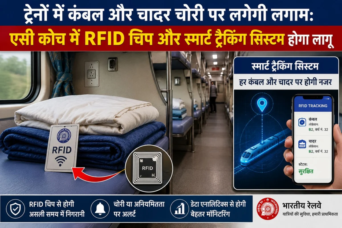 ट्रेनों में कंबल और चादर चोरी पर लगेगी लगाम: एसी कोच में RFID चिप और स्मार्ट ट्रैकिंग सिस्टम होगा लागू