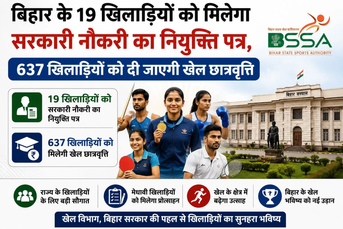 बिहार के 19 खिलाड़ियों को मिलेगा सरकारी नौकरी का नियुक्ति पत्र, 637 खिलाड़ियों को दी जाएगी खेल छात्रवृत्ति