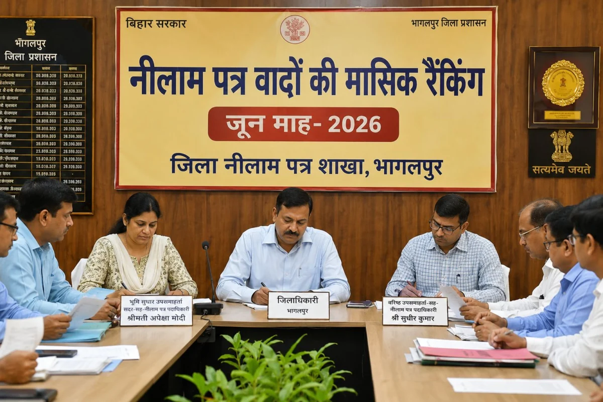 भागलपुर में नीलाम पत्र वादों की जून रैंकिंग जारी, अपेक्षा मोदी रहीं प्रथम, एक महीने में 46.40 लाख रुपये की वसूली