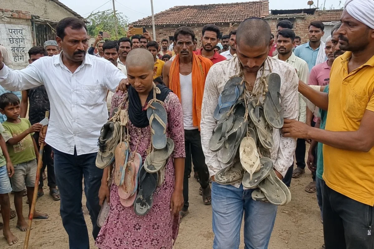 बिहार में तालिबानी सजा! प्रेमी-प्रेमिका का सिर मुंडवाया, जूतों की माला पहनाकर पूरे गांव में घुमाया, वीडियो वायरल 1 बिहार में तालिबानी सजा! प्रेमी-प्रेमिका का सिर मुंडवाया, जूतों की माला पहनाकर पूरे गांव में घुमाया, वीडियो वायरल