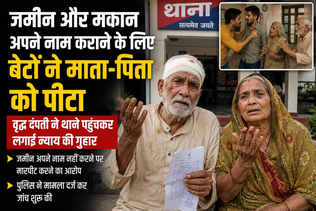जमीन और मकान अपने नाम कराने के लिए बेटों ने माता-पिता को पीटा, वृद्ध दंपती ने थाने पहुंचकर लगाई न्याय की गुहार