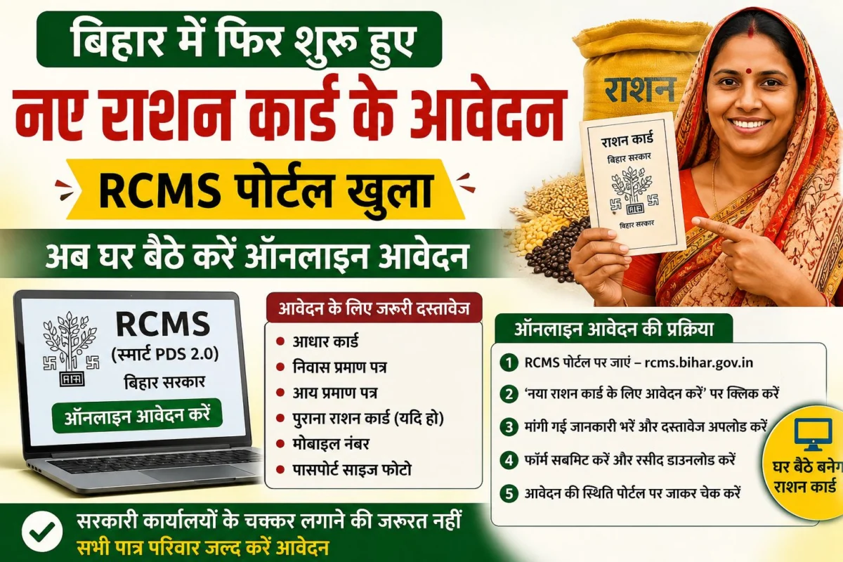 बिहार में फिर शुरू हुए नए राशन कार्ड के आवेदन, RCMS पोर्टल खुला; जानिए पूरी ऑनलाइन प्रक्रिया