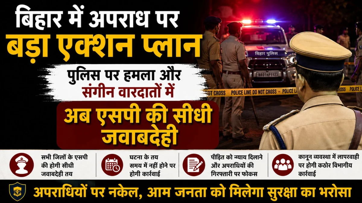 बिहार में अपराध पर बड़ा एक्शन प्लान: पुलिस पर हमला और संगीन वारदातों में अब एसपी की सीधी जवाबदेही